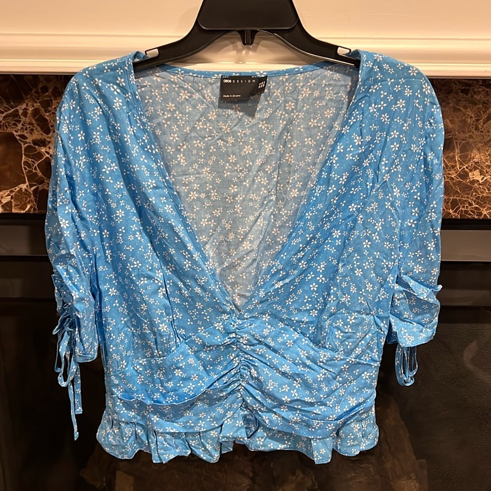 ASOS Design Floral Ruched Top
